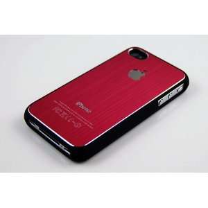  Red Embossed Aluminium Metal iPhone 4 / 4S Hard Cover Case 