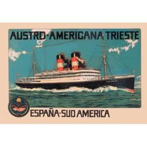  Austro Americana Trieste Cruise Line 12x18 Giclee on 