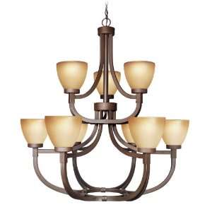   Bronze Wayman 9 Light Up Light Two Tier Chandelier from the Wayman Col