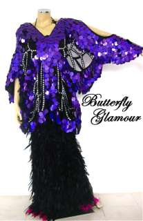 purple Sequin Drag Queen butterfly Halloween GLAM dress  