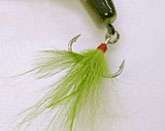 Feathered Hook. The rear hook features a colored deer hair hook 