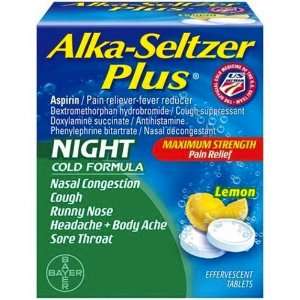 Alka Seltzer Plus Night Time Cold Medicine Effervescent Tablets 20 