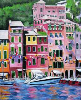 Welcome to Portofino is a 5ft(h) x 4ft(w) acrylic on canvas painting 