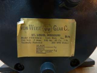 Von Weise / Weldotron VW8 844 4 Gear Motor #23974  
