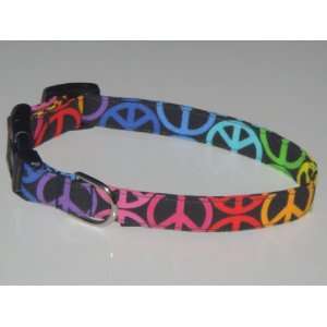   Rainbow Black Peace Sign Dog Collar X Small 1/2 Everything Else