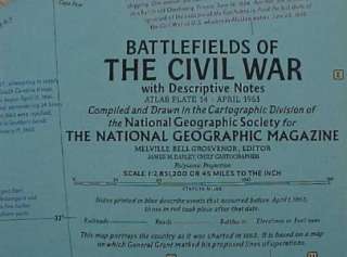 National Geographic Fold Out Map CIVIL WAR BATTLEFIELDS  