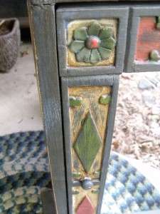   Vintage Hand Carved Wood Folk Art Vanity Mirror Medicine Cabinet WOW