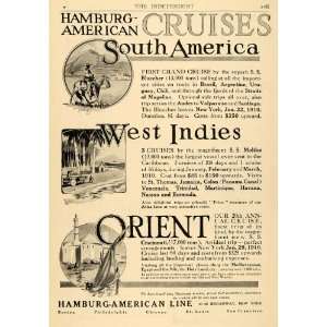  1909 Ad Hamburg American Line Cruise Ship Indies 