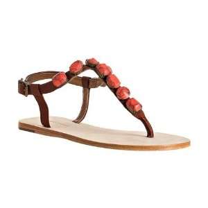   Vincent coral stone Jewel thong flat sandals 
