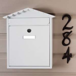   Visit Locking Wall Mount Mailbox   White Powder Coat: Home Improvement