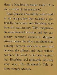 Alias Grace novel Atwood book women murder trial fatale  