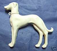 WHITE CELLULOSE ACETATE GREYHOUND DOG HOUND BROOCH PIN  