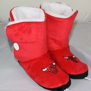 Chicago Bulls Womens Team Color Button Boot Slippers:  