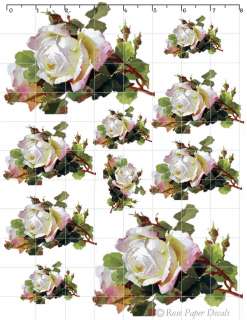 De Klein 34 Vintage Klein Chic Beautiful Lush White Roses 10 Decals