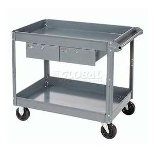 2 Shelf Deep Tray Steel Stock Cart 36x24 800 Lb. Capacity 