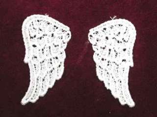 Pair White Venise Lace Angel Wings Sew On Applique  