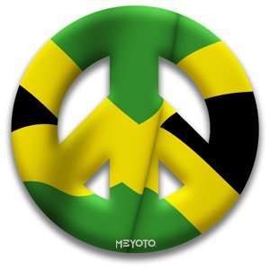   Peace Symbol Magnet of Jamaica Flag by MEYOTO LLC