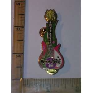  Hard Rock Cafe Guitar Pin Amsterdam Pink, Green, Purple 