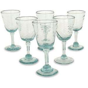  Novica 15759 Contoured Wine Glasses (Set of 6): Kitchen 
