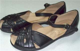 Earth Spirit Footwear BLACK Leather Comfort GELRON 2600 SOLE PEEP TOE 