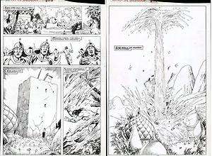   BARBARIAN ORIGINAL ART 2 CONSECUTIVE PAGES WITH FULL PAGE SPLASH WOW