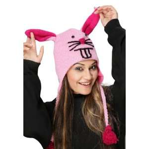  Pink Bunny Pom Pom Knit Hat Toys & Games