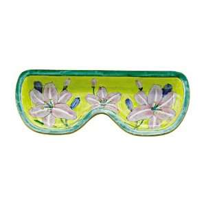   Copper Handpaint Eyeglasses Holder/ Tray/ Dish ASIATIC LILIES FLOWER