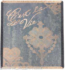 French Notes Damask Throw Afghans Blanket Cest La Vie  
