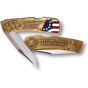  NRA 3 Soldiers Lockback Knife   Large Bronze Antique 