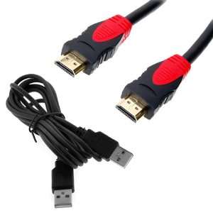  50FT Gold Plated HDMI WITH ETHERNET Cable (Black/Red) M/M + 6FT USB 