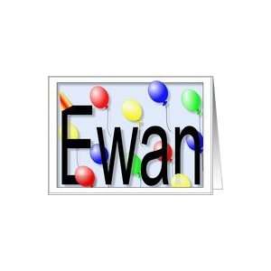  Ewans Birthday Invitation, Party Balloons Card: Toys 
