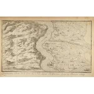  1757 Engraving Map Nile River Bardis Egypt F. L. Norden 