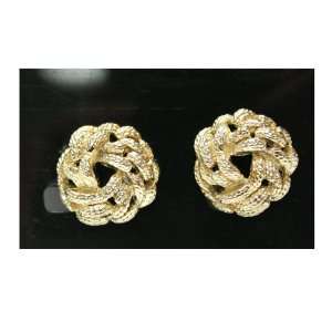  Gold Plated Link Cluster Earrings   Fashion Clip On 