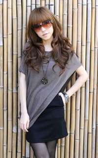 1pc Korean Fashion New Women Grey Black Cotton One Shoulder Casual 