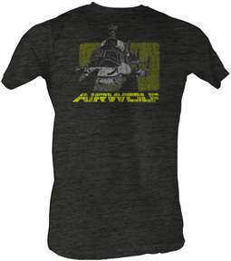 AIRWOLF GRAY HEATHER HELICOPTER ADULT TEE SHIRT S 2XL  