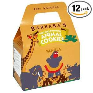 Barbaras Bakery Vanilla Animal Cookies, 5.0 Ounce Boxes (Pack of 12)