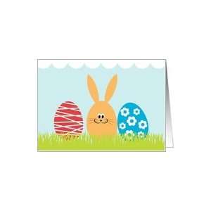  Cute happy Easter card with a bunny and eggs Card Health 
