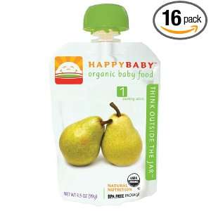   Baby Food, Stage 1, Fresh Anjou Pears, 3.5 Ounce Pouch (Pack of 16