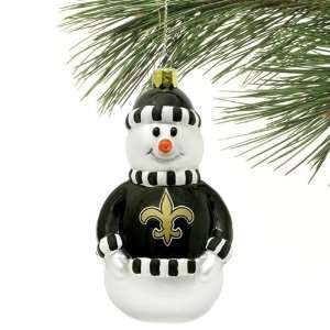 New Orleans Saints Blown Glass Snowman Ornament  Sports 