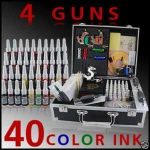  Tattoo Kit Machine 4 Guns 40 Inks Power Supply: Everything 