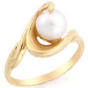   Solid Yellow Gold Freshwater Pearl Eye Catching Very Unique Fancy Ring