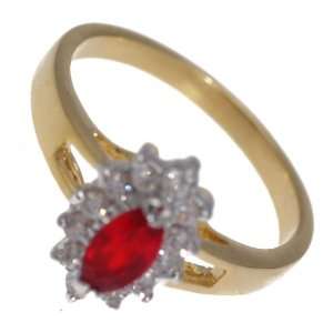  Verta Gold Rhodium Plated Ruby CZ Dress Ring sz R Jewelry