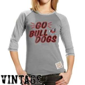  Original Retro Brand Georgia Bulldogs Ladies Ash 3/4 