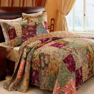  Antique Chic Floral Paisley Patched Full / Queen 3 Piece Quilt 
