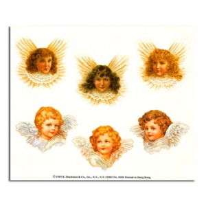 Victorian Angel Face Sticker Sheet 6 Angels Christmas  
