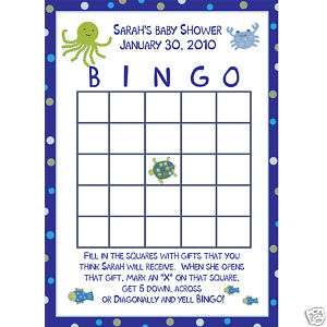 24 Baby Shower Bingo Game Cards UNDER THE SEA  