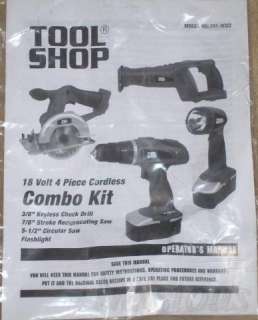Tool Shop 4 pc Cordless Kit Drill Saw Flashlight Case  