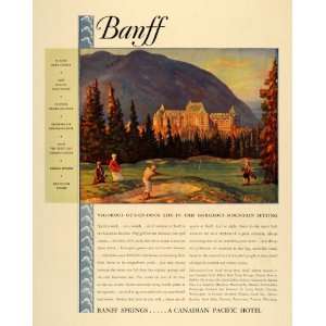  1930 Ad Canadian Pacific Banff Springs Hotel Golfing 