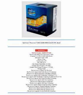 Intel Core i7 2600 Cpu + Asus P8P67 le + 4G +VGA Combo  