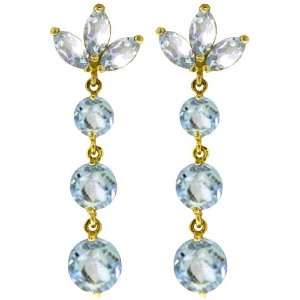    14k Gold Dangling Earrings with Genuine Aquamarines Jewelry